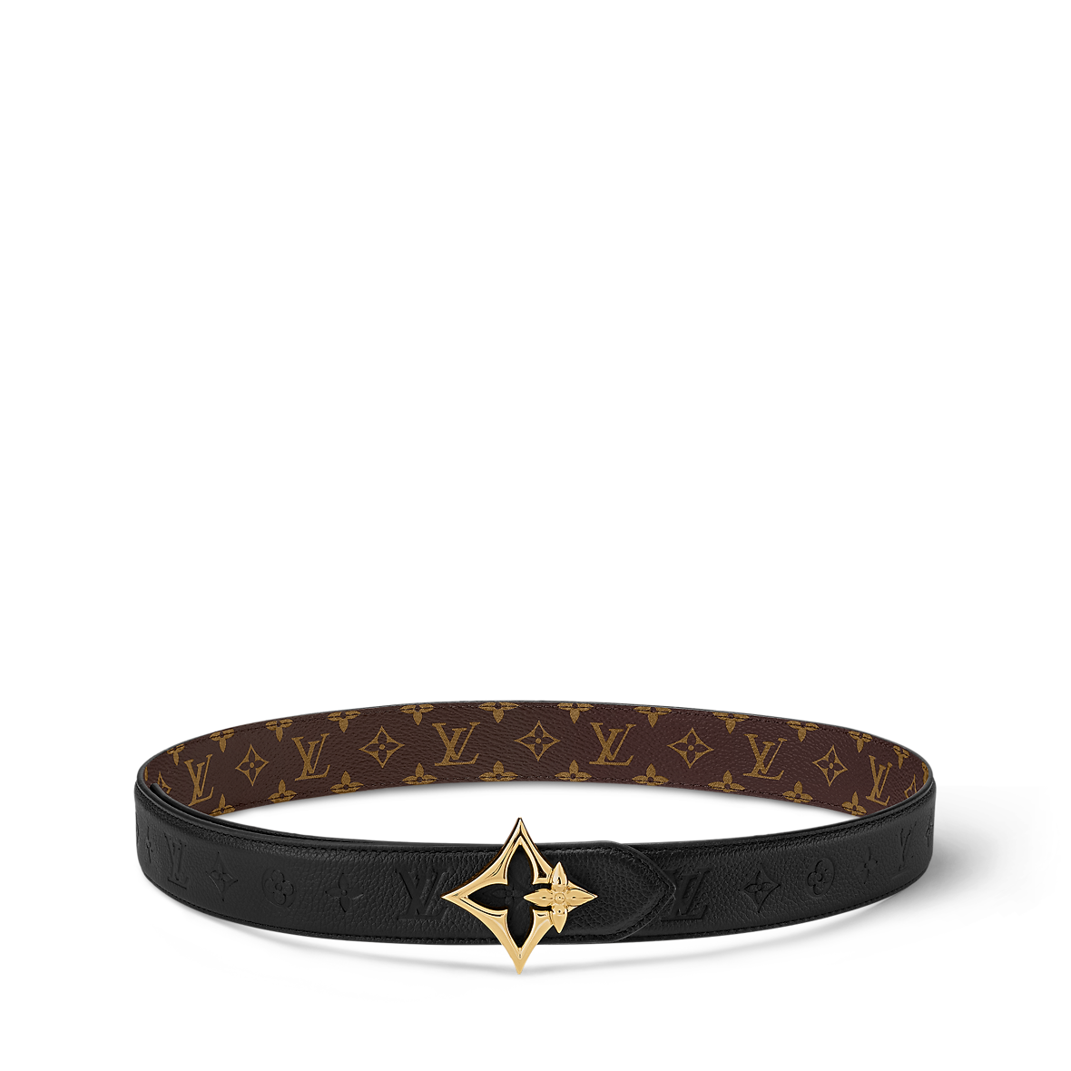 Louis Vuitton LV Dimension Monogram Denim Flower 40mm Reversible Belt - Gold Textured Buckle main image 0